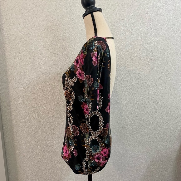 💐Sandro Paris Floral Short Sleeve Open Back Top - Picture 5 of 8